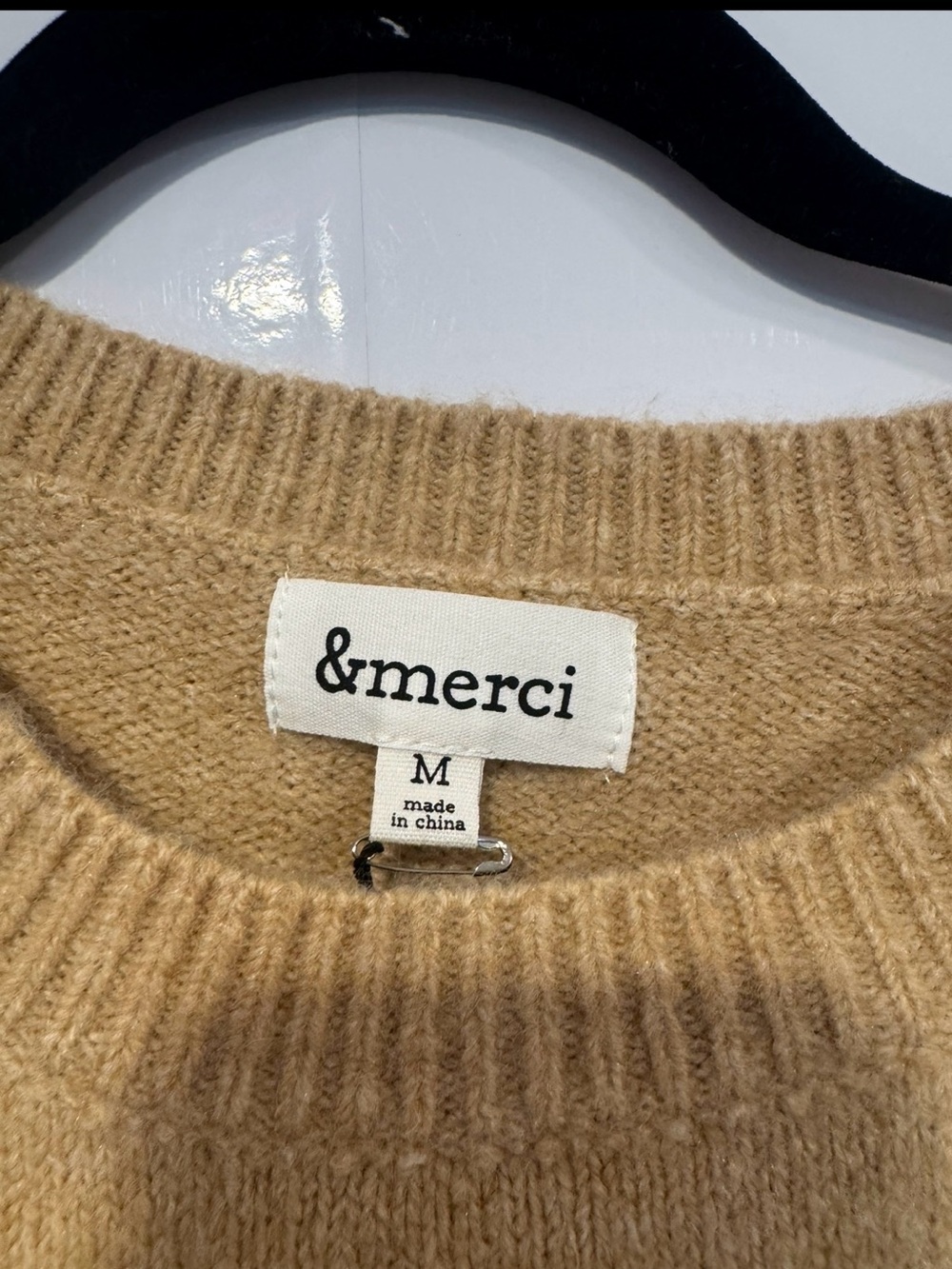 &Merci Camel Sweater with Pink Bow Accents - Picture 2 of 4